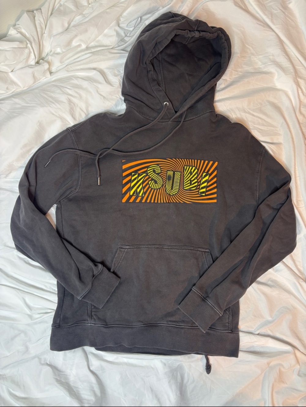 Ksubi Black Zip-Up Hoodie with Orange and Yellow Logo